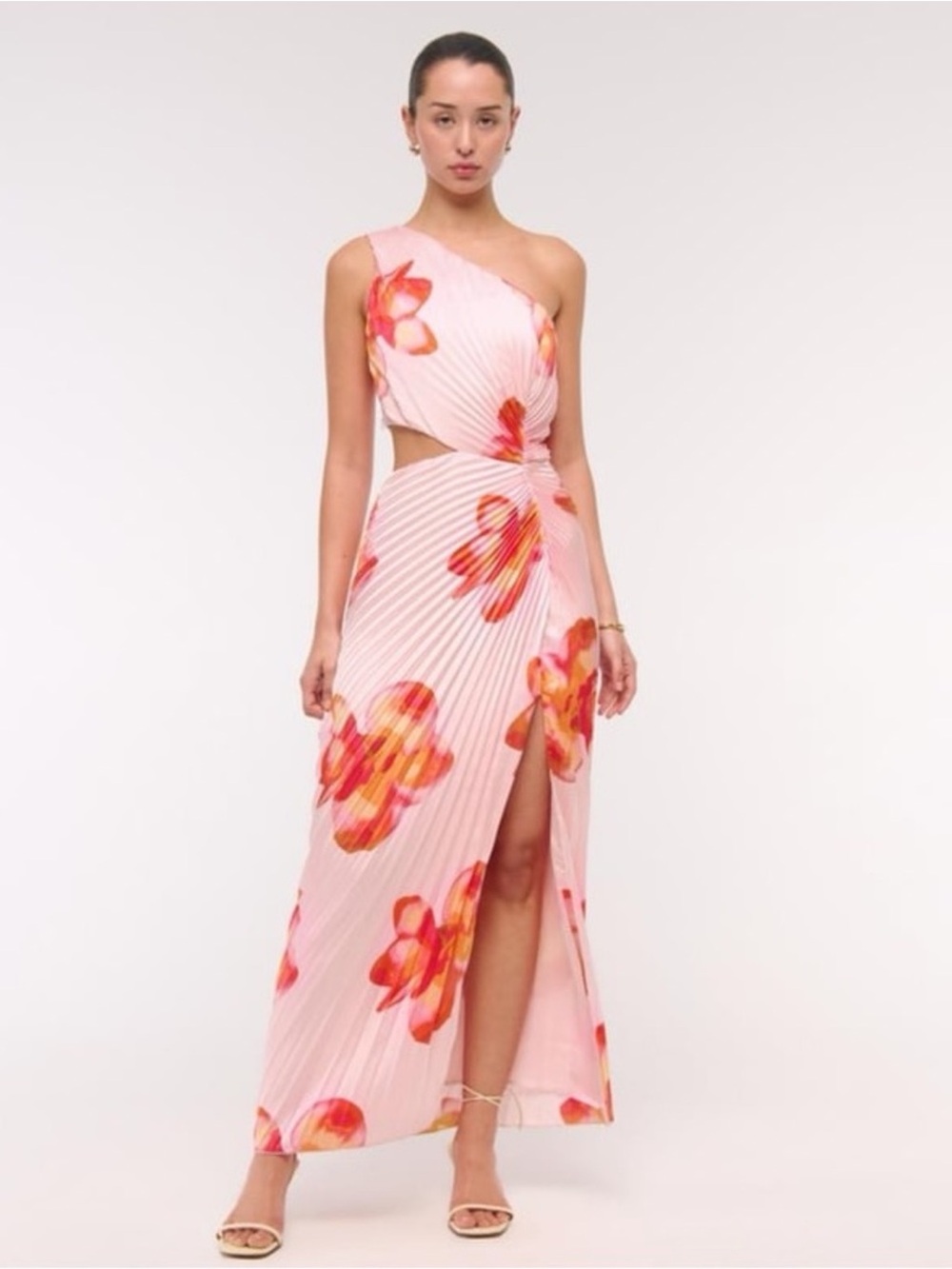 Abercrombie & Fitch giselle pleated one shoulder cutout maxi dress large tall